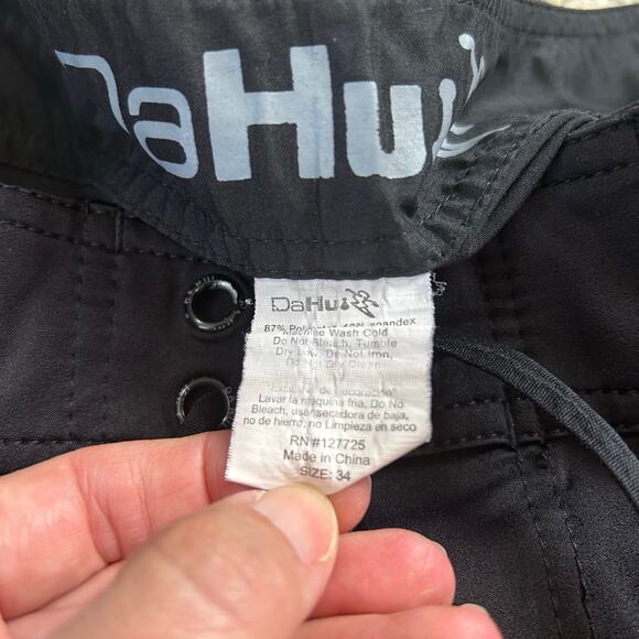 DaHui Board Shorts Size 34 Black Swim Trunks Surf Beach - Picture 5 of 6